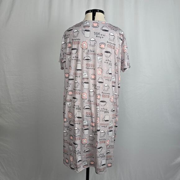 Unbranded Sleep Shirt Women's XL Gray Pink White Pullover Coffee Themed NWOT - Picture 8 of 16